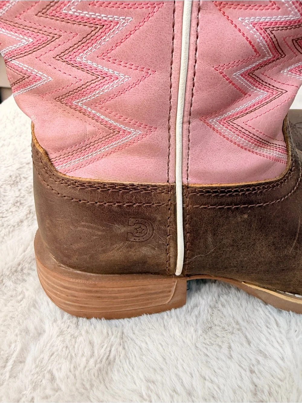 Durango Brown Leather Foot Pink Shaft Girls Western Boots size girls 3